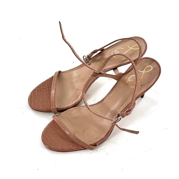 NWOT Sam Edelman Doran Strappy Heels 9 Tan Leather Sandal Croc Capsule Sandals - Picture 9 of 9